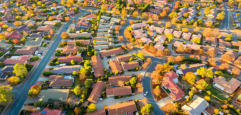 aerial shot australian suburbs reb yegxhq
