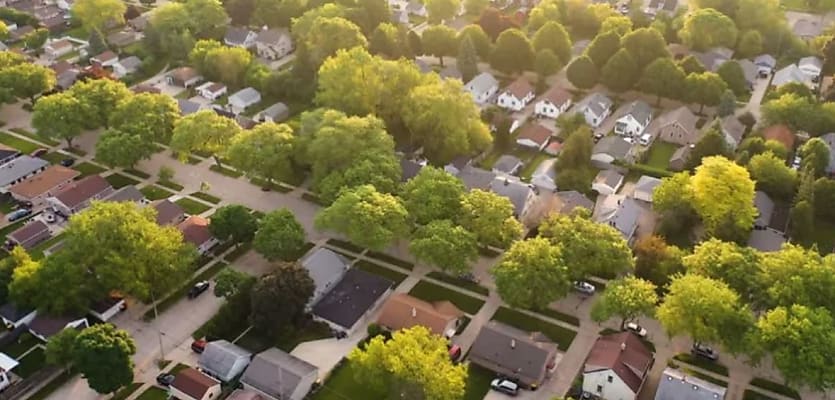 green suburbs aerial reb skiden
