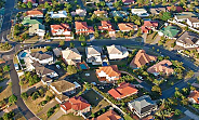 aerial shot residential properties reb