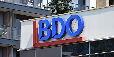 BDO Global building sign ad at dv8nxk