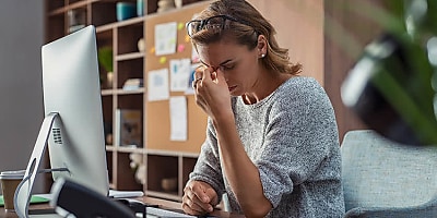 stressed overworked accountant ad