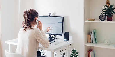 woman working home hr k57uzc