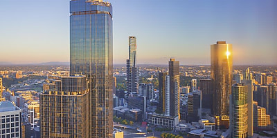 Melbourne skyline aerial lw