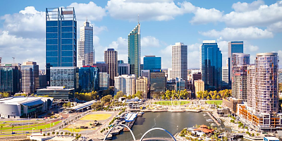 perth CBD skyline aerial reb pc28an
