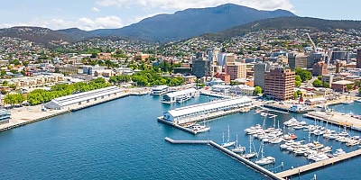 Hobart city Tasmania aerial spi