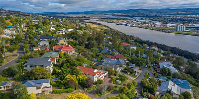 Tasmania suburbs aerial spi