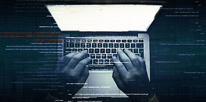 man typing laptop cyber csc vhor5r