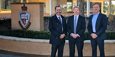 BAE Systems Australias Nigel Stewart meeting with Bernard Mills and Scott Peak from Ultra Electronics