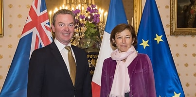 Christopher Pyne and his French counterpart Florence Parly Frances Minister for the Armed Forces on defence industry collaboration Source supplied