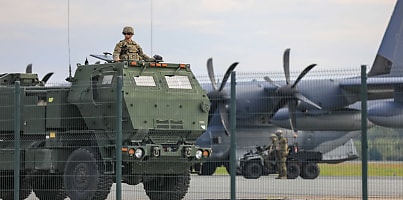 HIMARS vehicles Latvian led field artillery live fire exercise dc xmlj7k