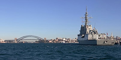 NUSHIP Hobart in Sydney dc sc0opy