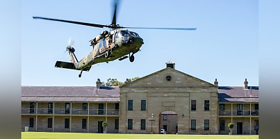 S 70A 9 Black Hawk helicopter lands at Victoria barracks dc ozuiiz
