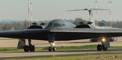 US B2 Spirit Bomber taxiing at RAAF Base Amberley dc pocwf4
