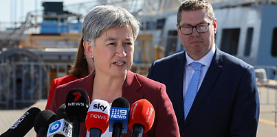 penny wong speaking AUKUS Nuclear Submarine 2023 qwg5ya