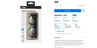 Kmart smartglasses efa yugw0j