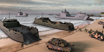 Landing Craft Scene Landscape no pennants FACs drone and frigate 26 03 26 d9u3v5