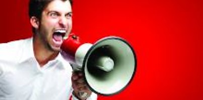 shouting man megaphone