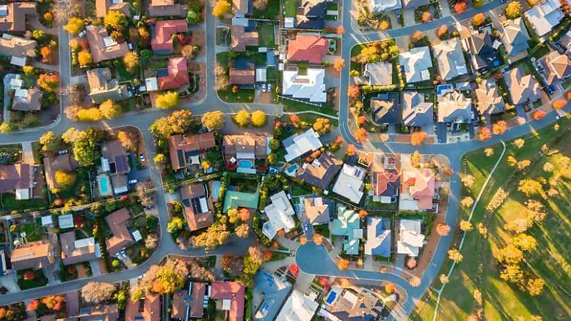 suburbs houses aerial ne