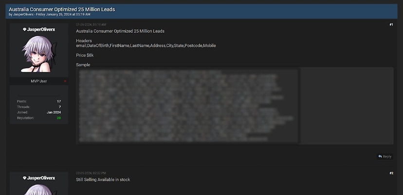 Hacker offers the personal details of 25m Aussies for sale