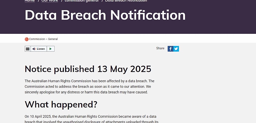 Breaking: Australian Human Rights Commission confirms April data breach