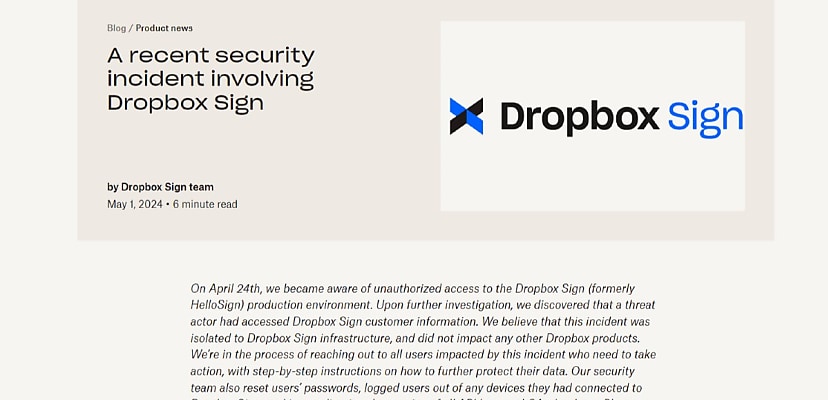 Dropbox data breach exposes all users of Dropbox Sign