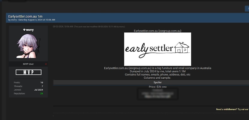 Exclusive: Australian furniture retailer Early Settler confirms data breach