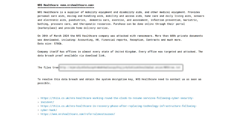 NRS Healthcare struck by RansomHub cyber attack