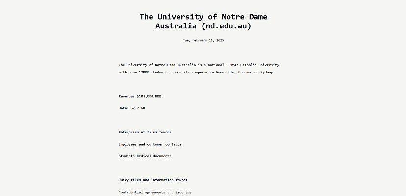 Exclusive: Fog ransomware group claims January hack of the University of Notre Dame Australia