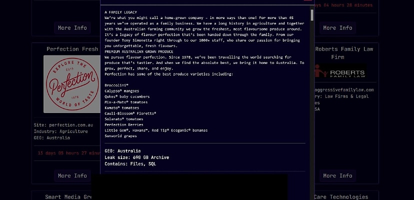 Exclusive: Aussie fresh produce company Perfection Fresh confirms ransomware attack