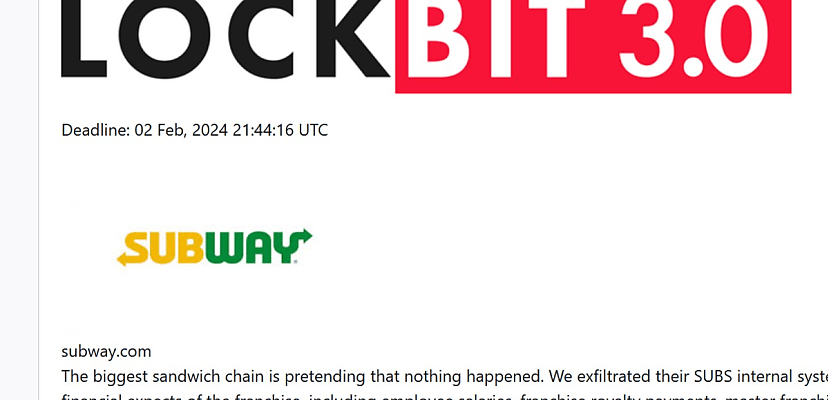 LockBit takes a bite out of Subway with ransomware attack