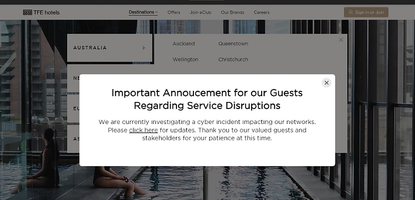 Australian TFE Hotels admits cyber attack recovery an ongoing process