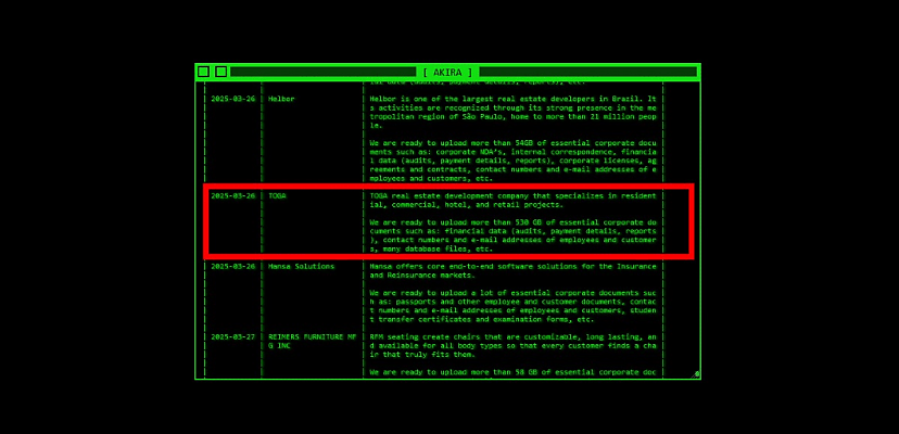 Exclusive: Aussie property developer TOGA listed as ransomware victim on Akira leak site