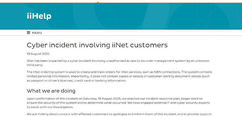 Aussie ISP iiNet confirms data breach impacting more than 200k customers