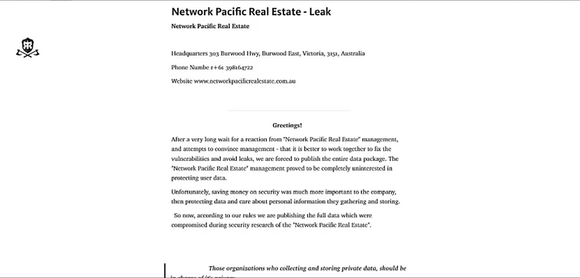 Network Pacific Real Estate hack reb ojtug5