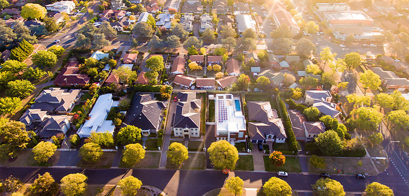 aerial shot suburbs reb izmjr0