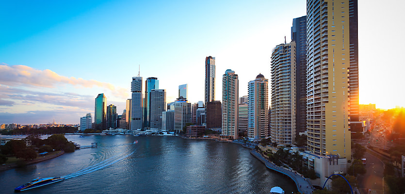 brisbane skyline sunset river reb ocvwu0