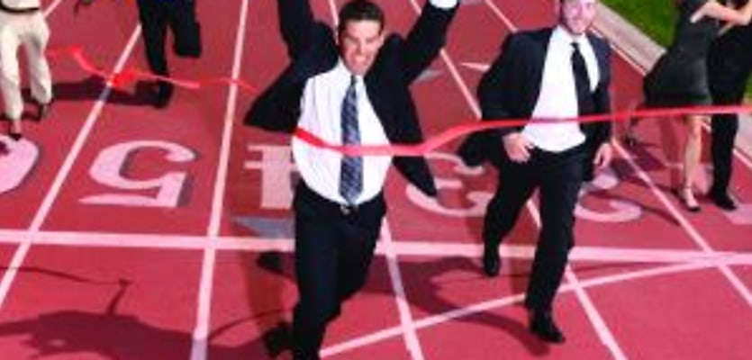 business people winning race