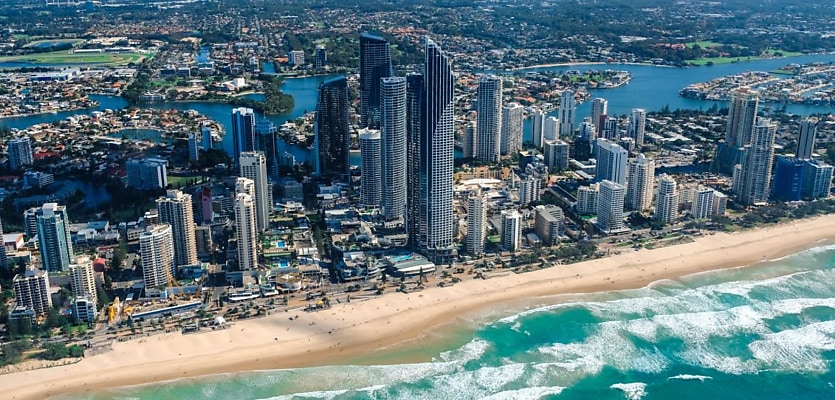 gold coast surfers paradise aerial queensland reb