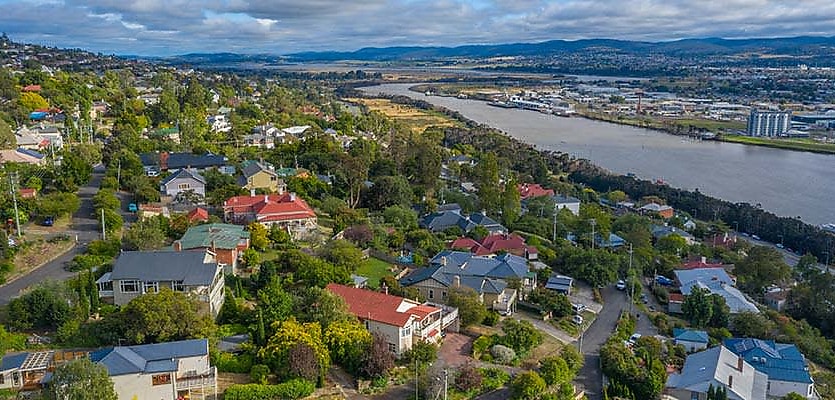 Tasmania suburbs aerial reb