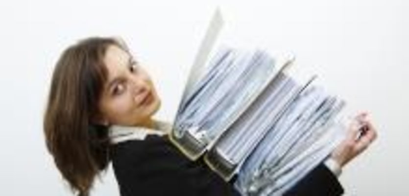 folders woman carrying