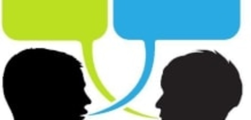couple talking speech bubbles