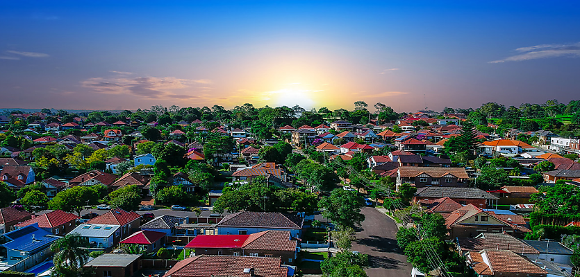 suburbs drone aerial view reb mqzbyk