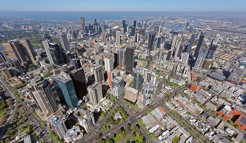 Melbourne metropolitan CBD aerial spi