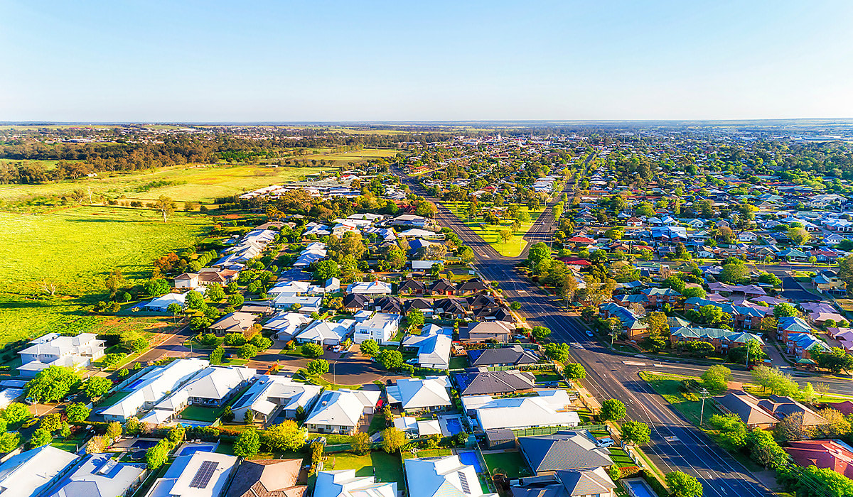 aerial suburbs town au spi a6lcb0