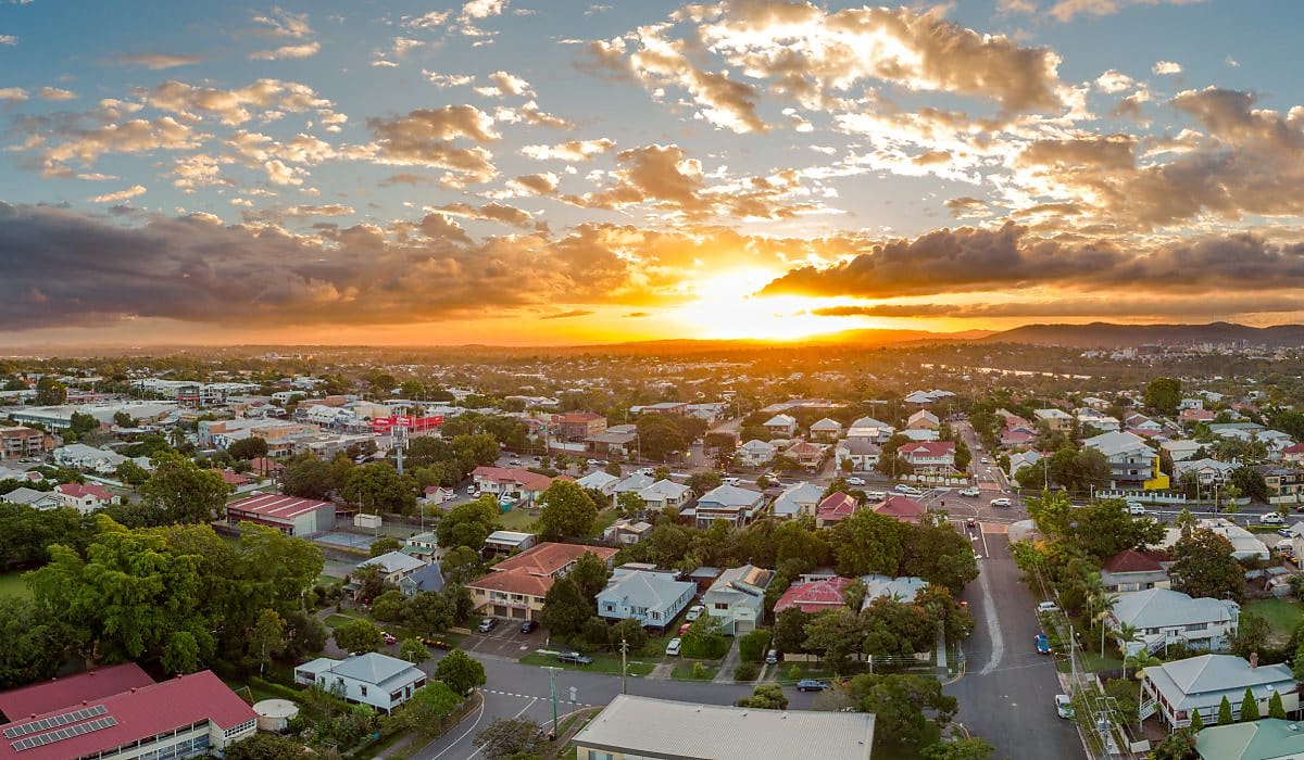 queensland aerial suburbs sunset spi p0bwf3