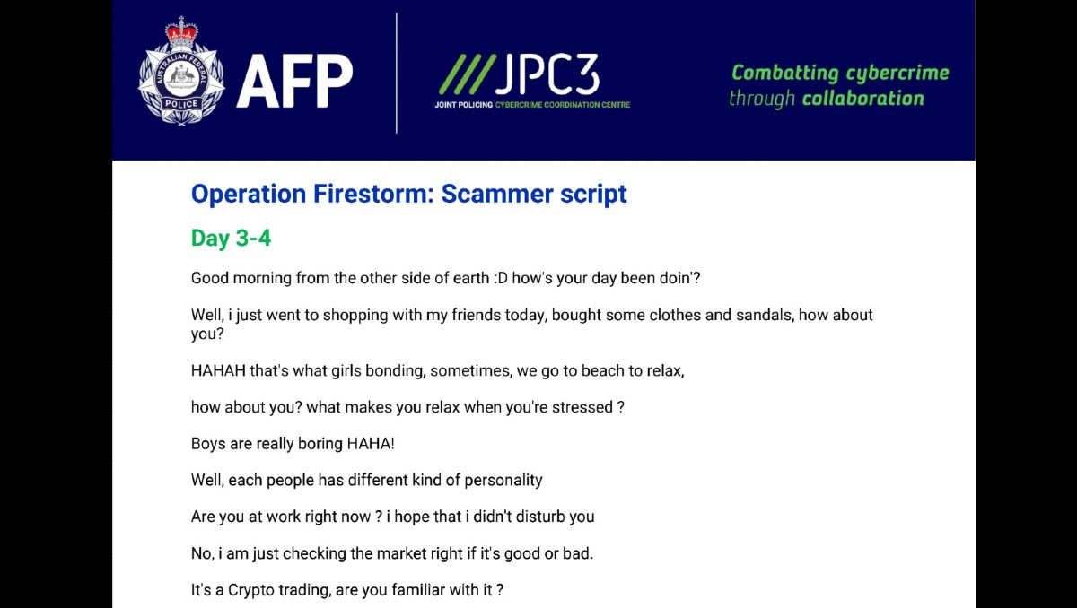AFP shares romance scam script recovered from Philippines-based criminal  operation - Cyber Daily