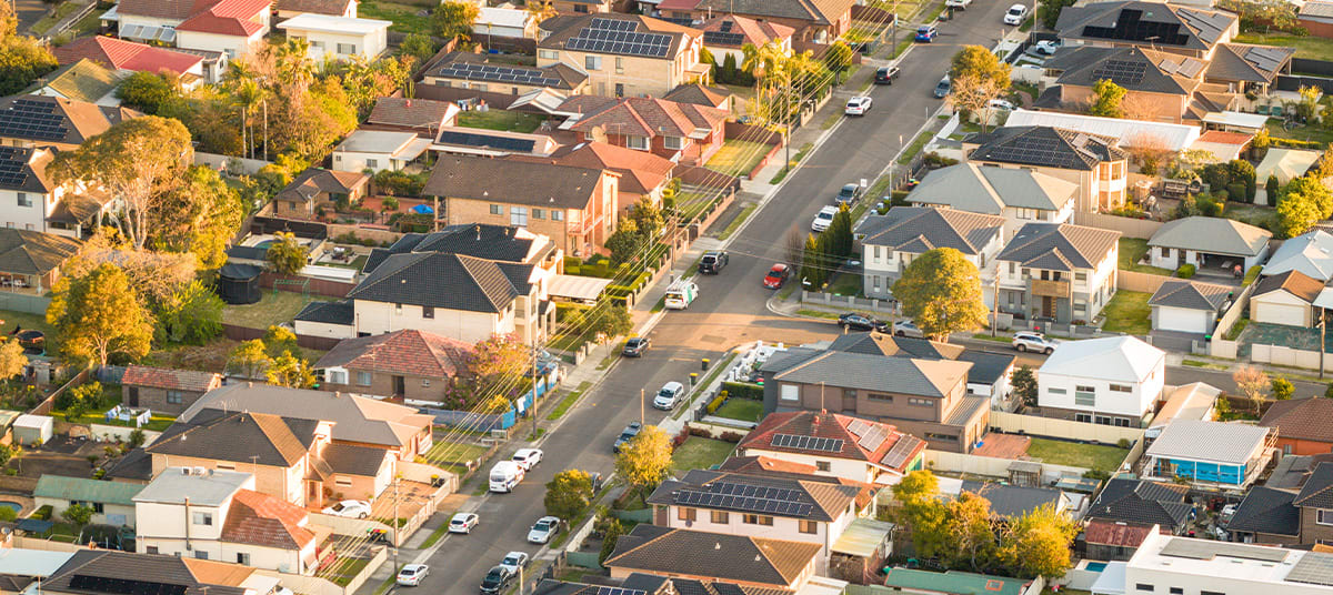 aerial suburban houses street ta gpluu 