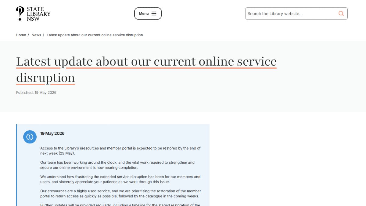 State Library of NSW responding to April cyber intrusion