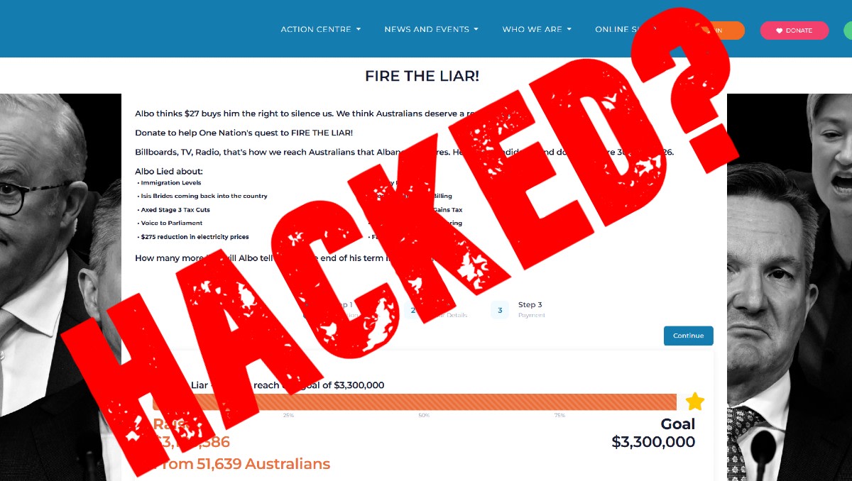 Exclusive: One Nation blames “fearful Labor goons” for DDoS site crash