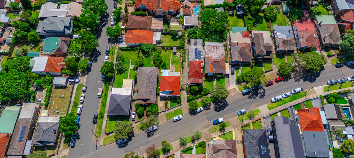 suburb houses aerial top ta lcjbdw